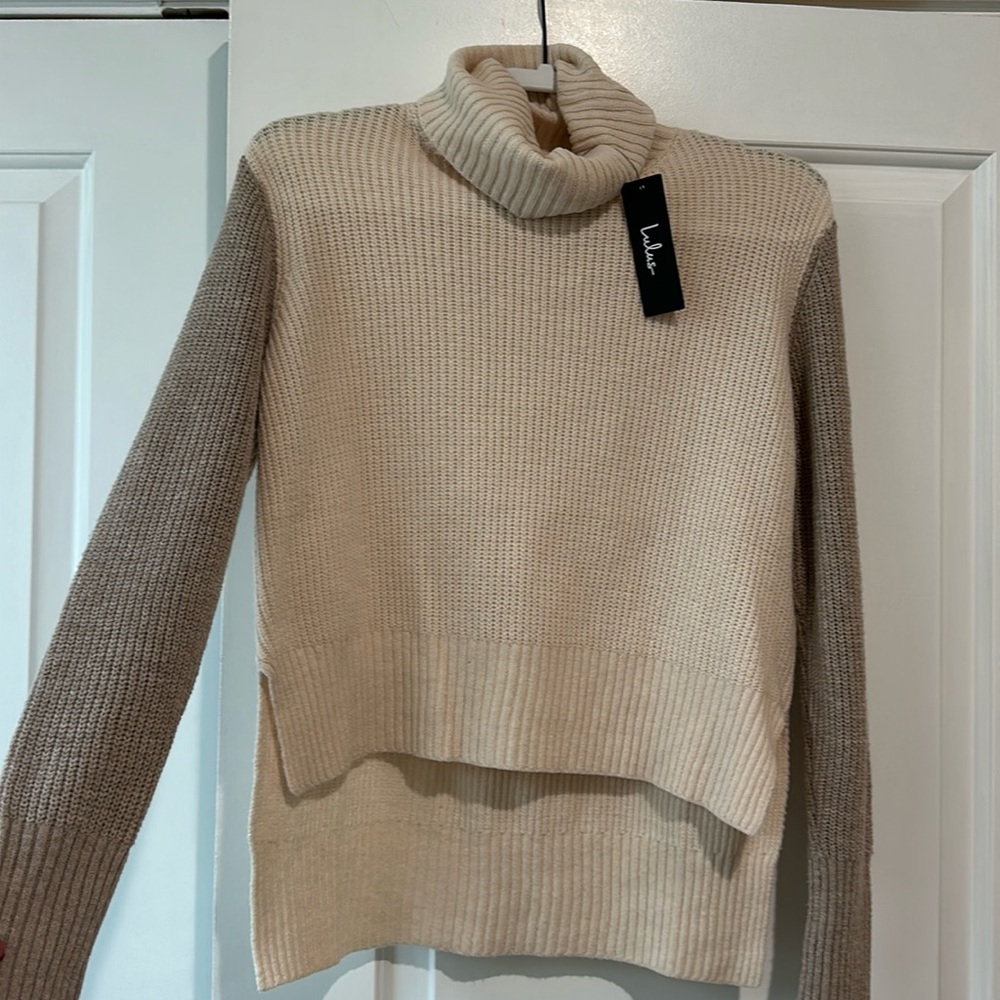 Lulus Turtleneck Beige Sweater